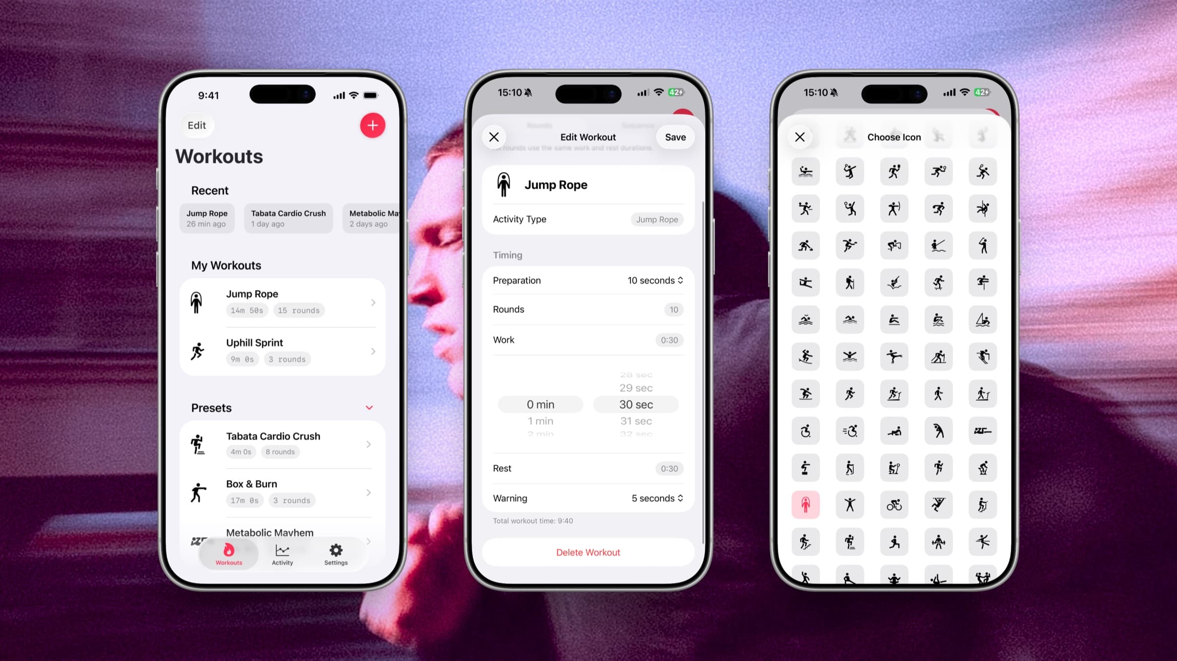 iPhone 上的 Thrive 训练设置。
