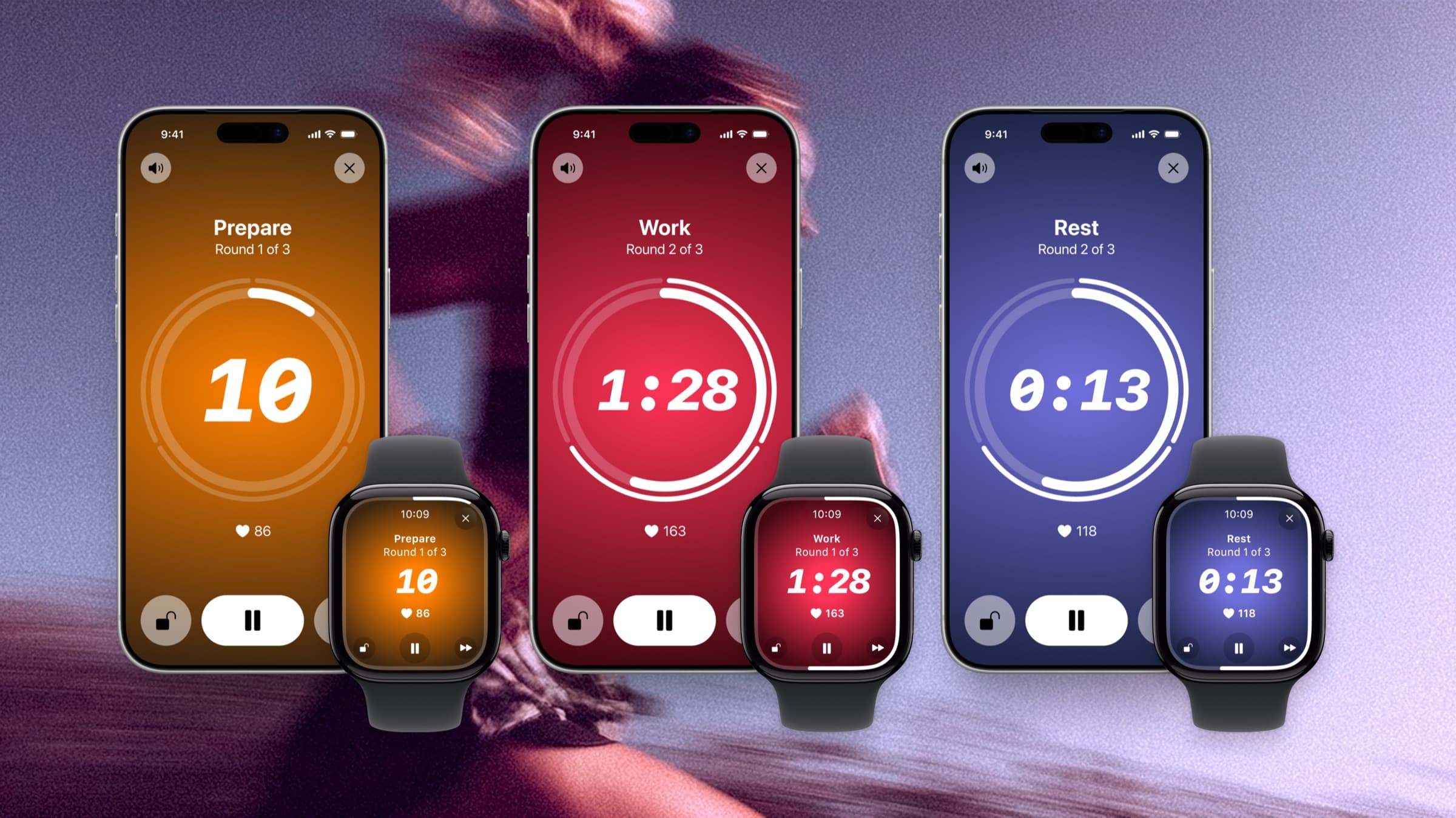 Apple Watch 上的 Thrive 训练控制。
